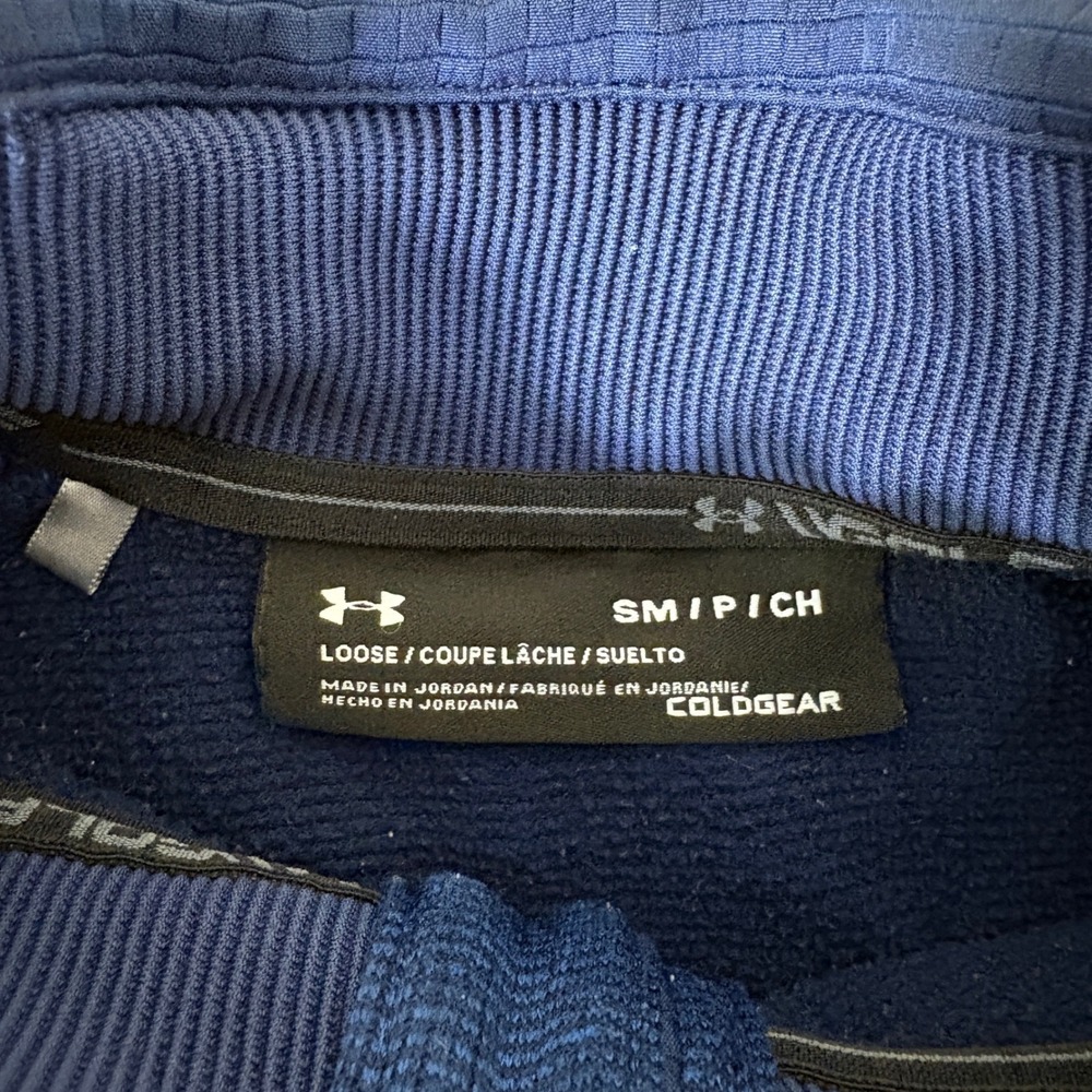 Under Armour ColdGear Mens Small Blue Waffle Knit 1/4 Zip Pullover Jacket AR395 - Picture 4 of 8